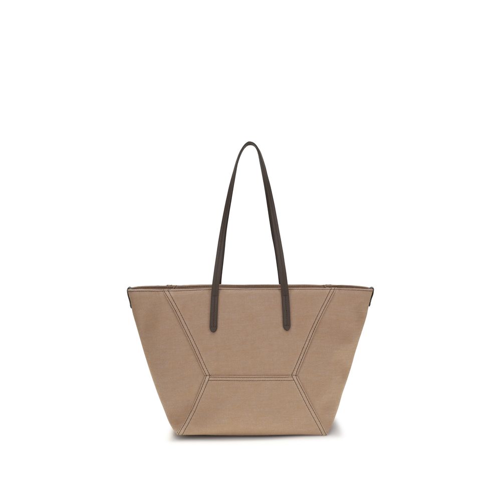 Beige Cotton Shoulder Bag