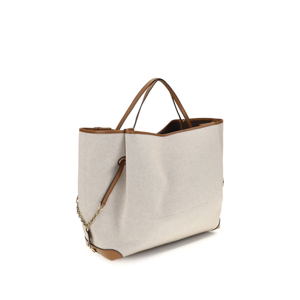 Beige Cotton Shoulder Bag