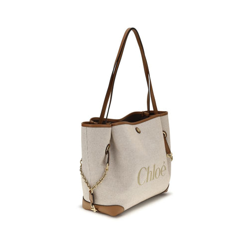 Beige Cotton Shoulder Bag