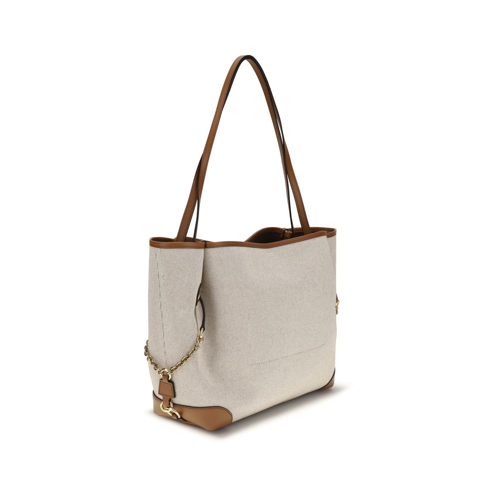Beige Cotton Shoulder Bag