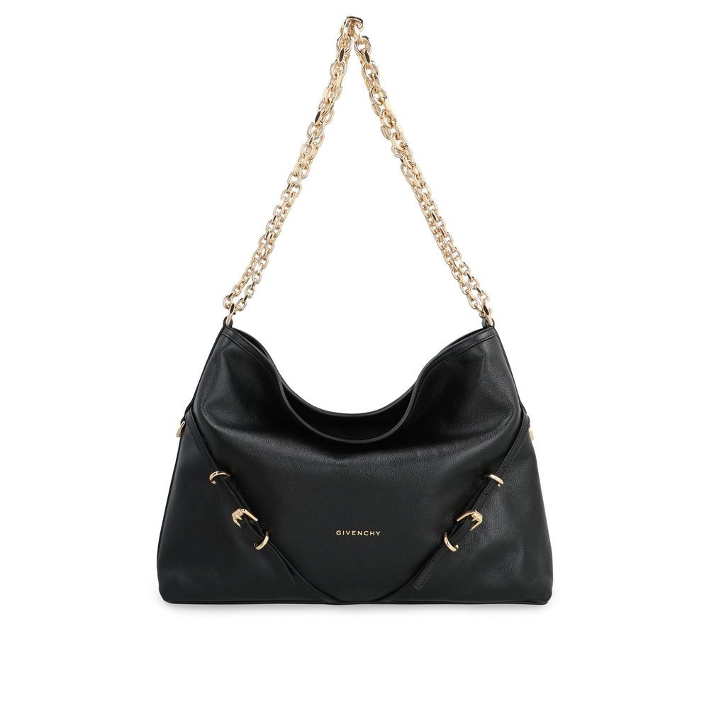 Black Calfskin Shoulder Bag