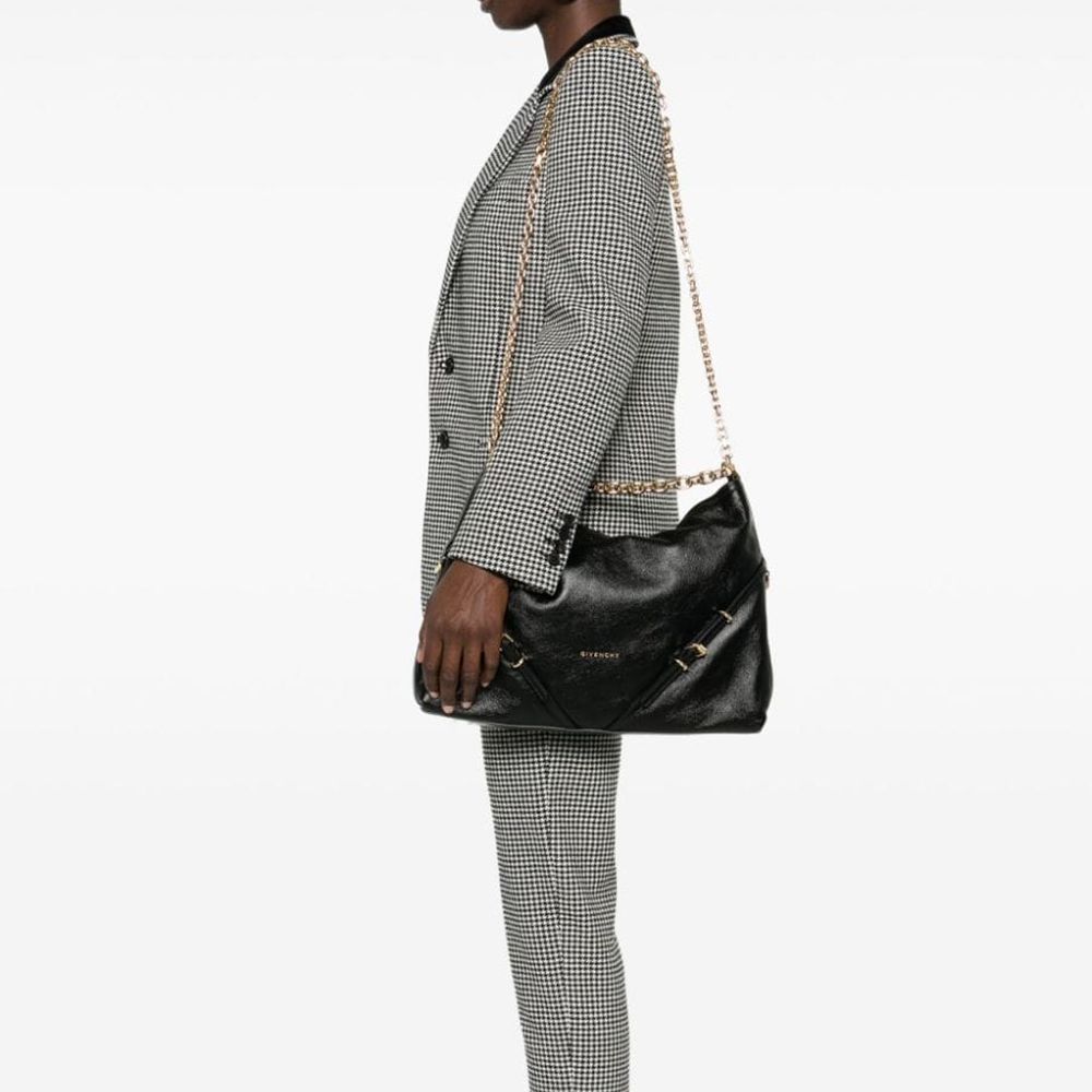 Black Calfskin Shoulder Bag