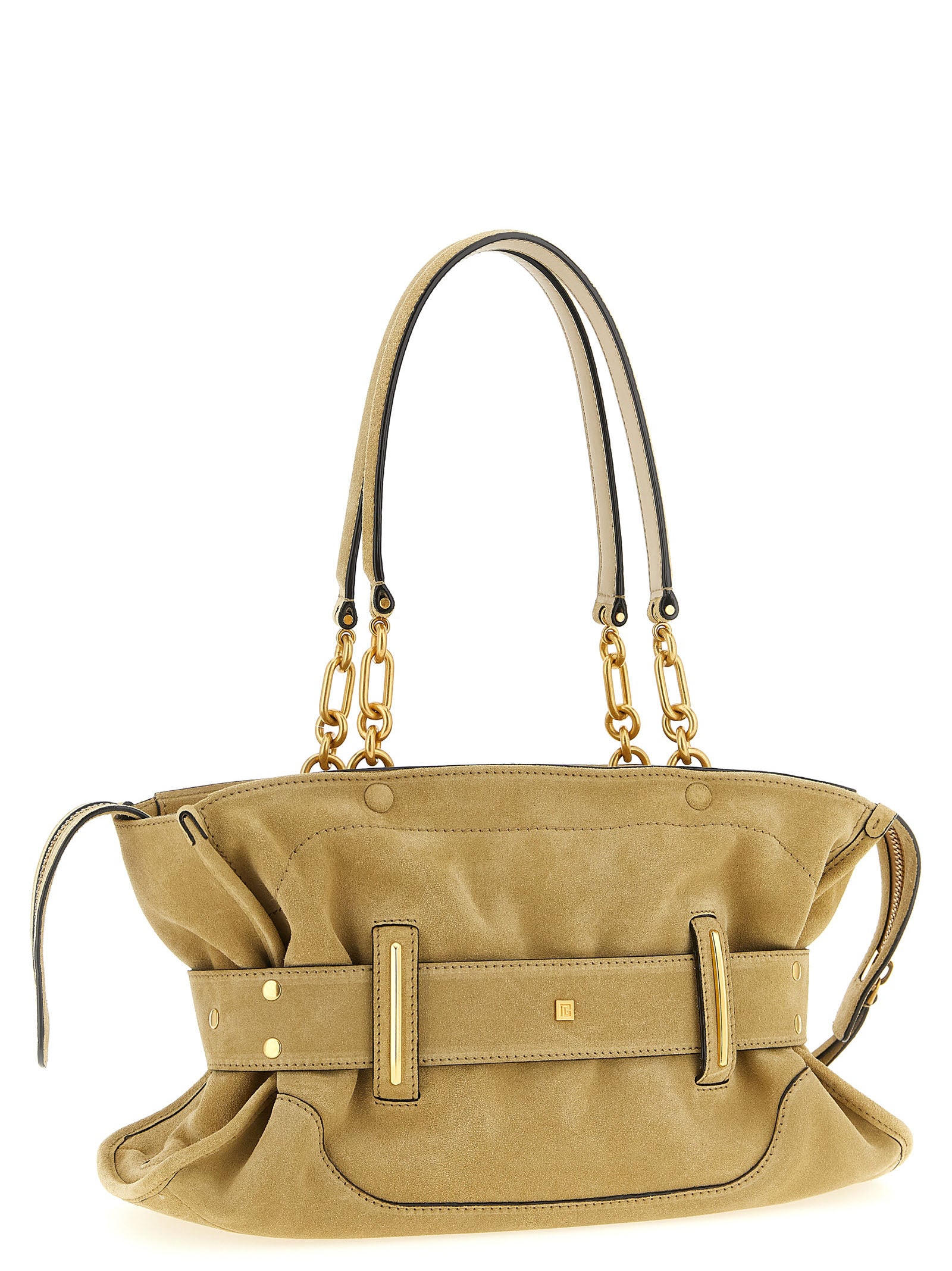 Beige Calfskin Shoulder Bag