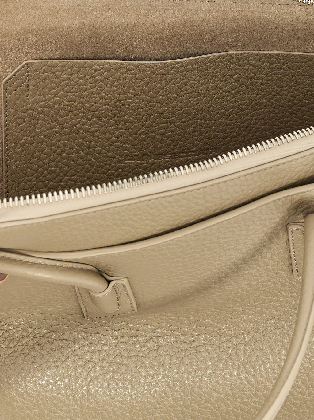 Beige Calfskin Shoulder Bag