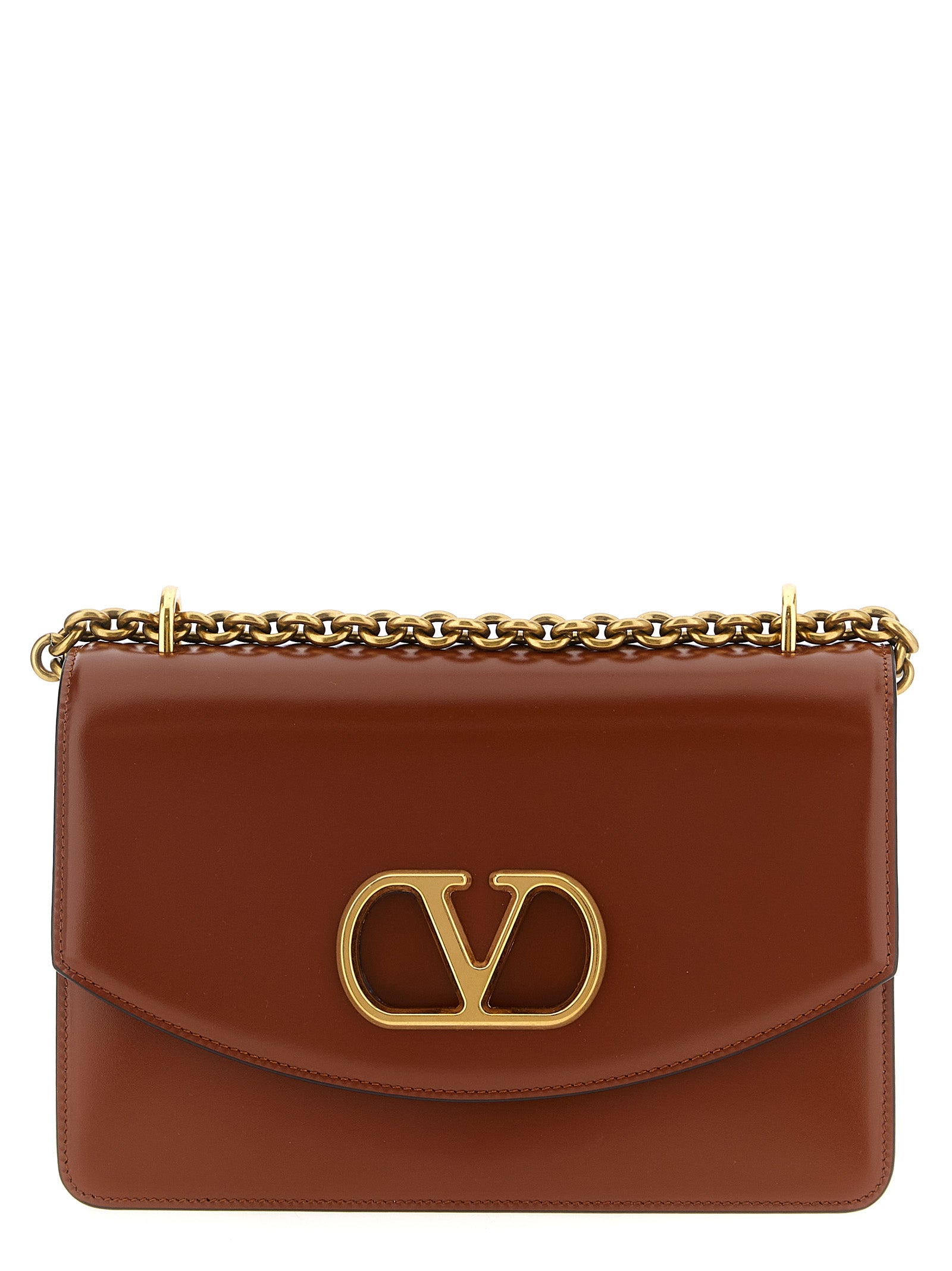 Brown Calfskin Shoulder Bag
