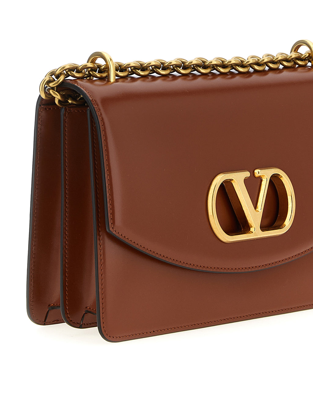 Brown Calfskin Shoulder Bag