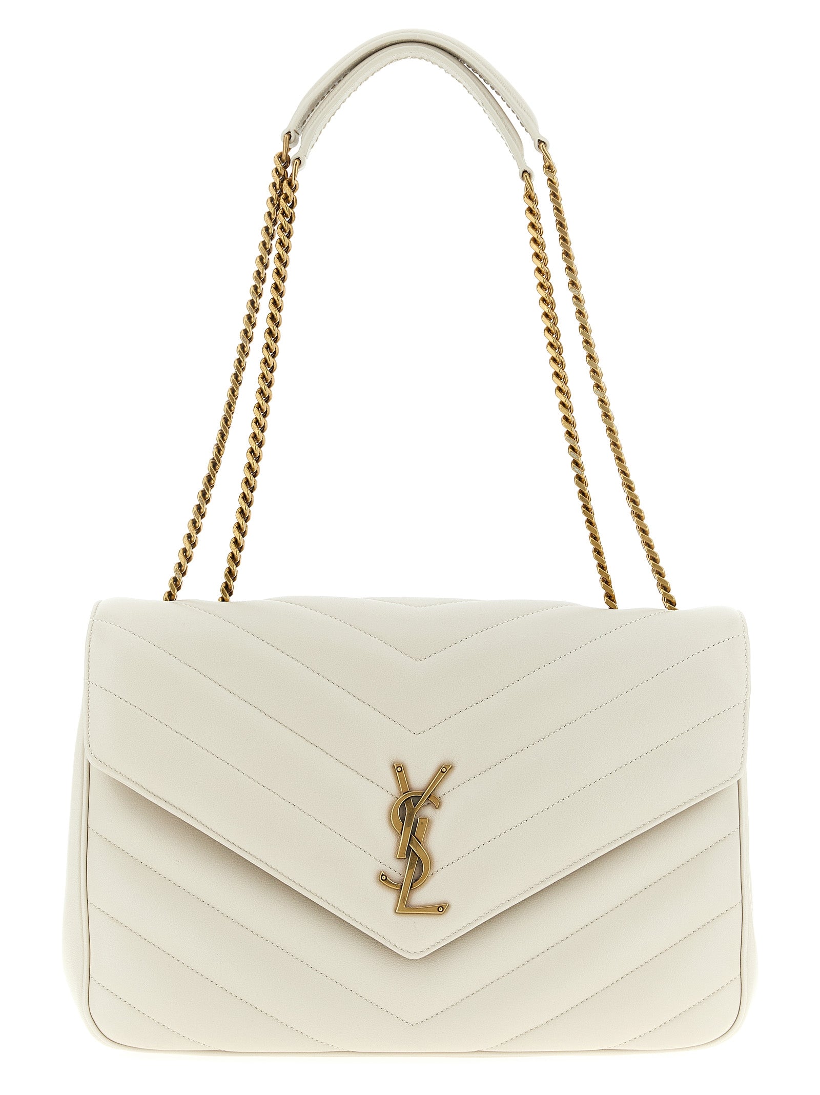 Beige Lamb Leather Shoulder Bag