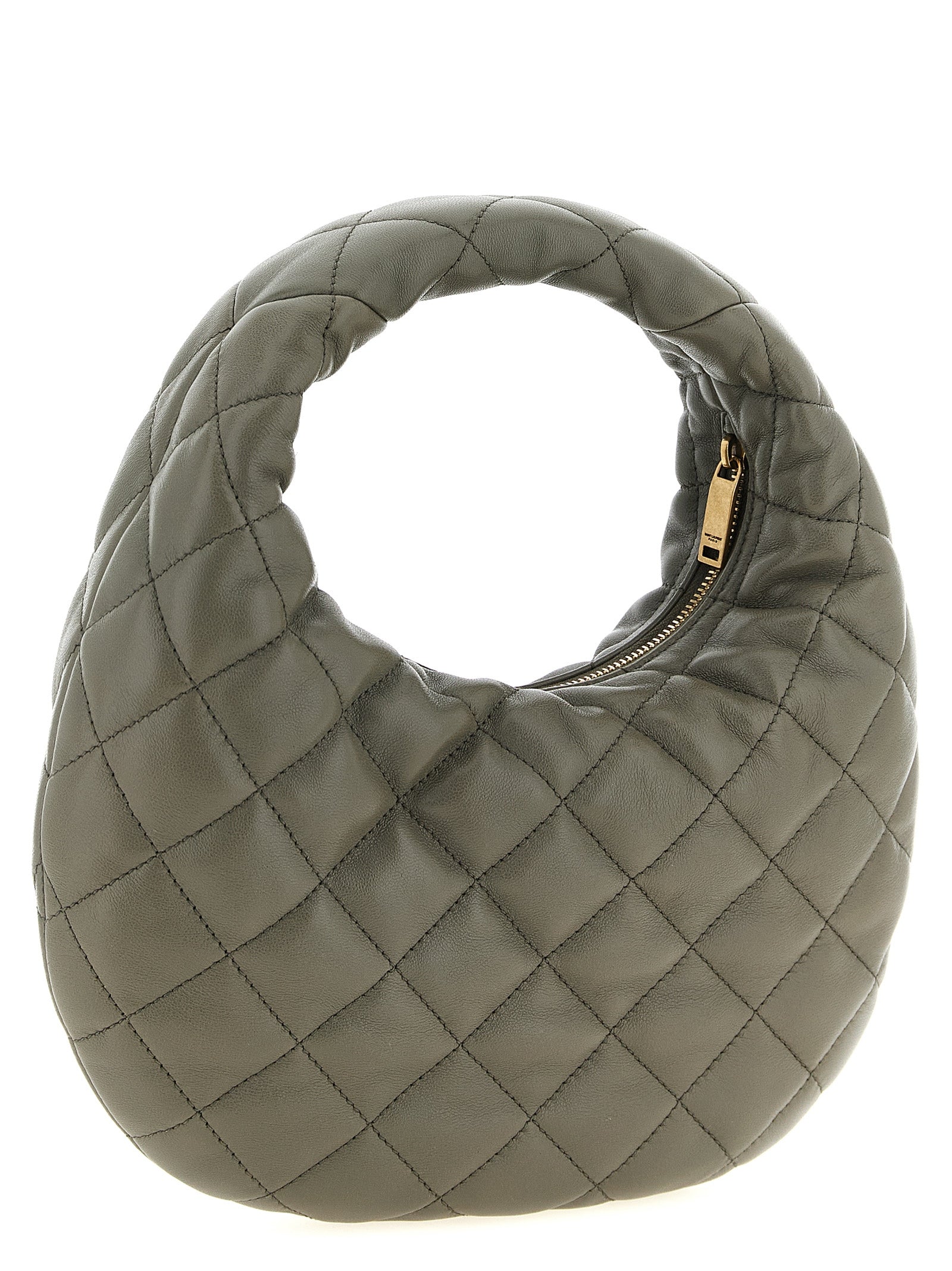 Gray Lamb Leather Handbag