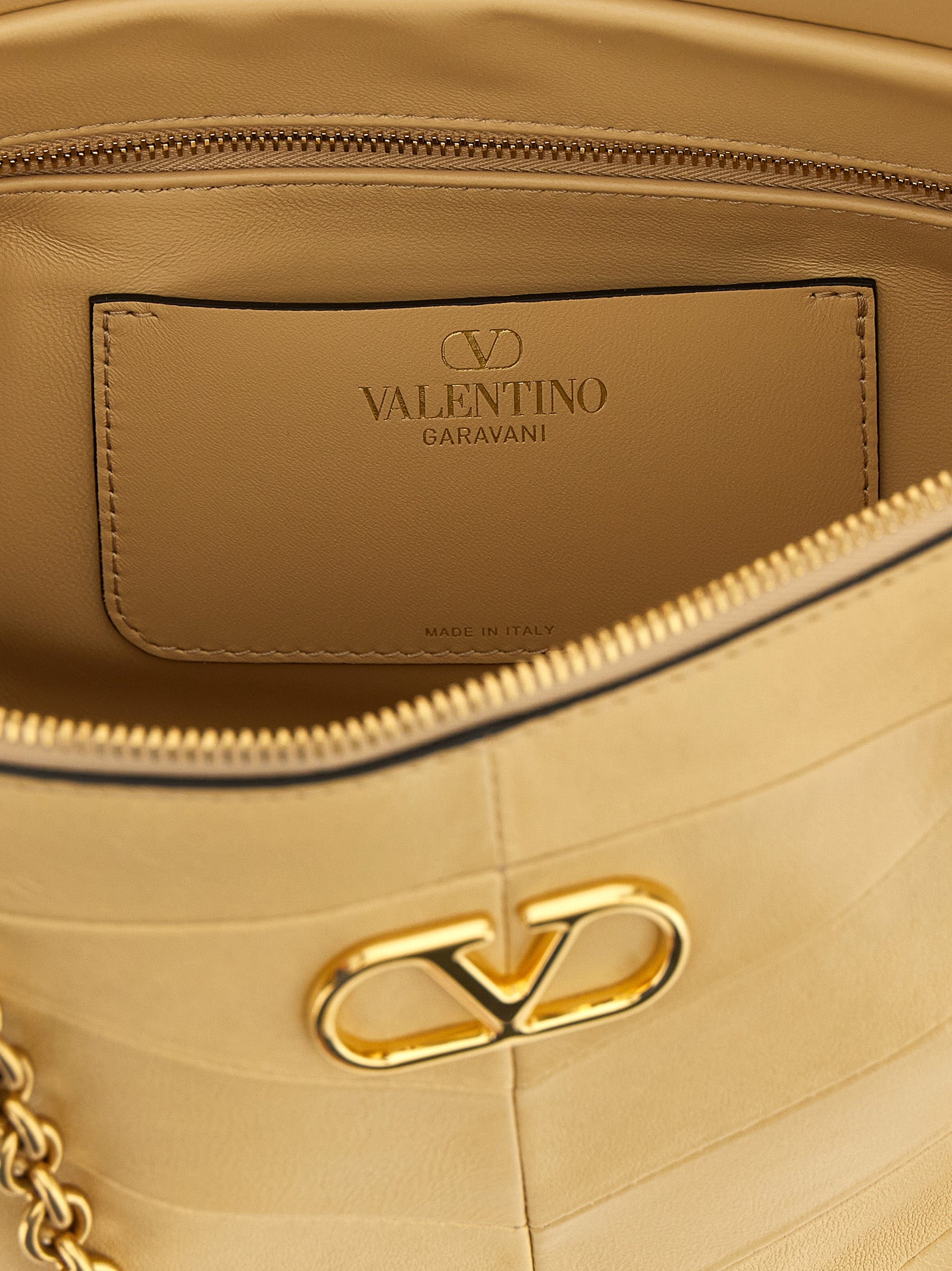Beige Lamb Leather Shoulder Bag