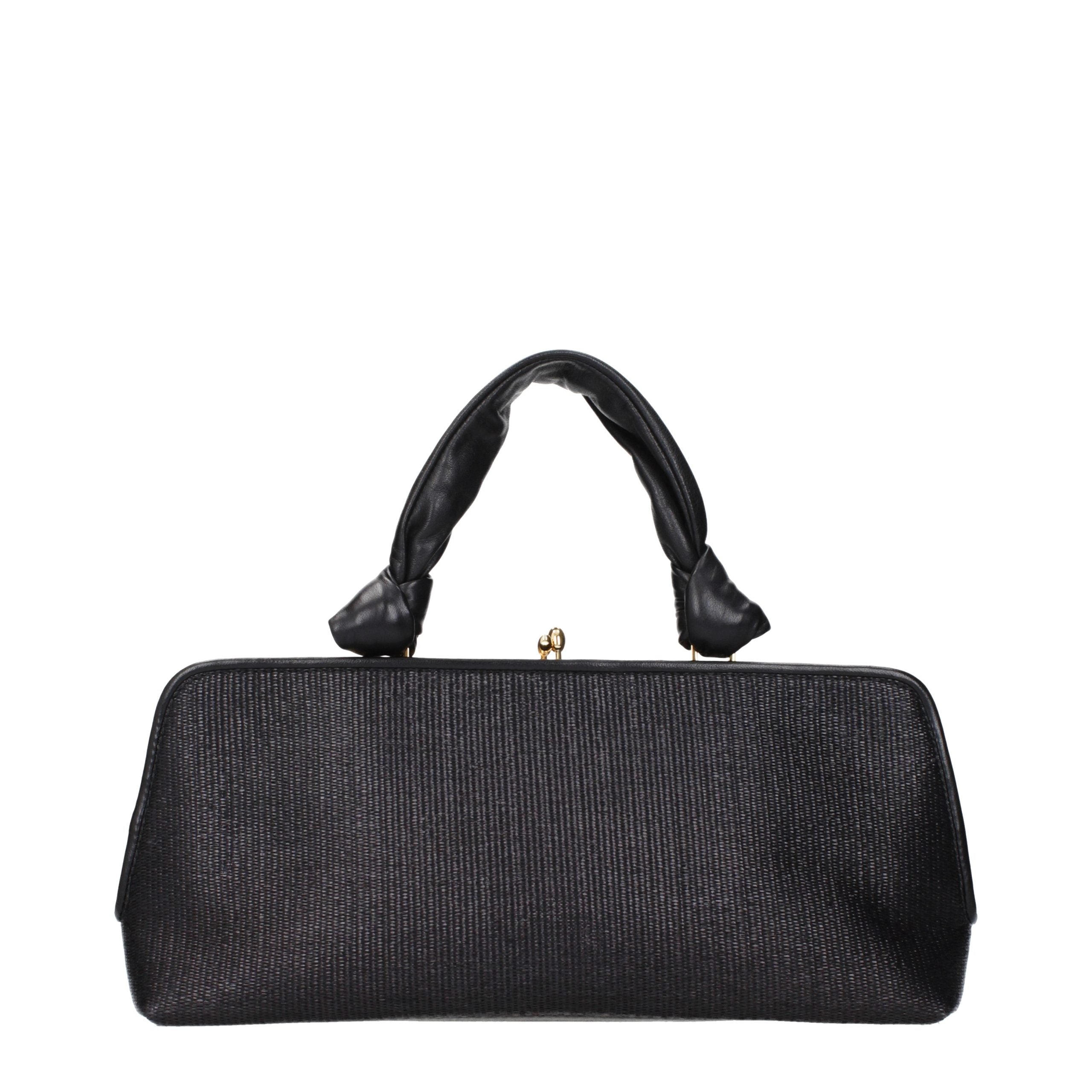Black Raffia Handbag