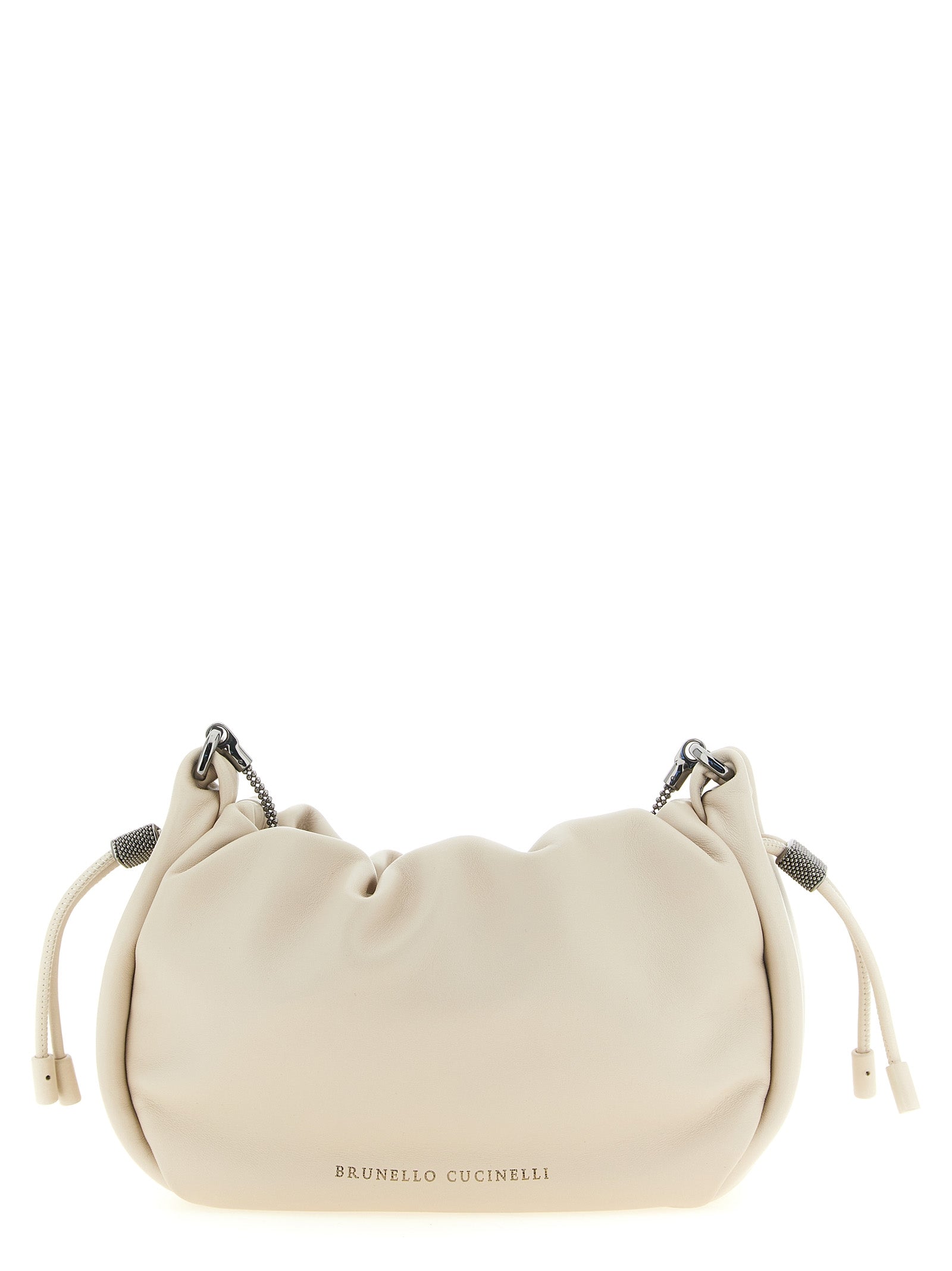 Brunello Cucinelli White Lamb Leather Crossbody Bag