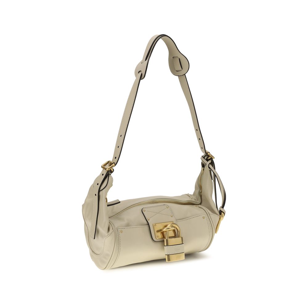 Beige Calf Leather Bos Taurus Shoulder Bag