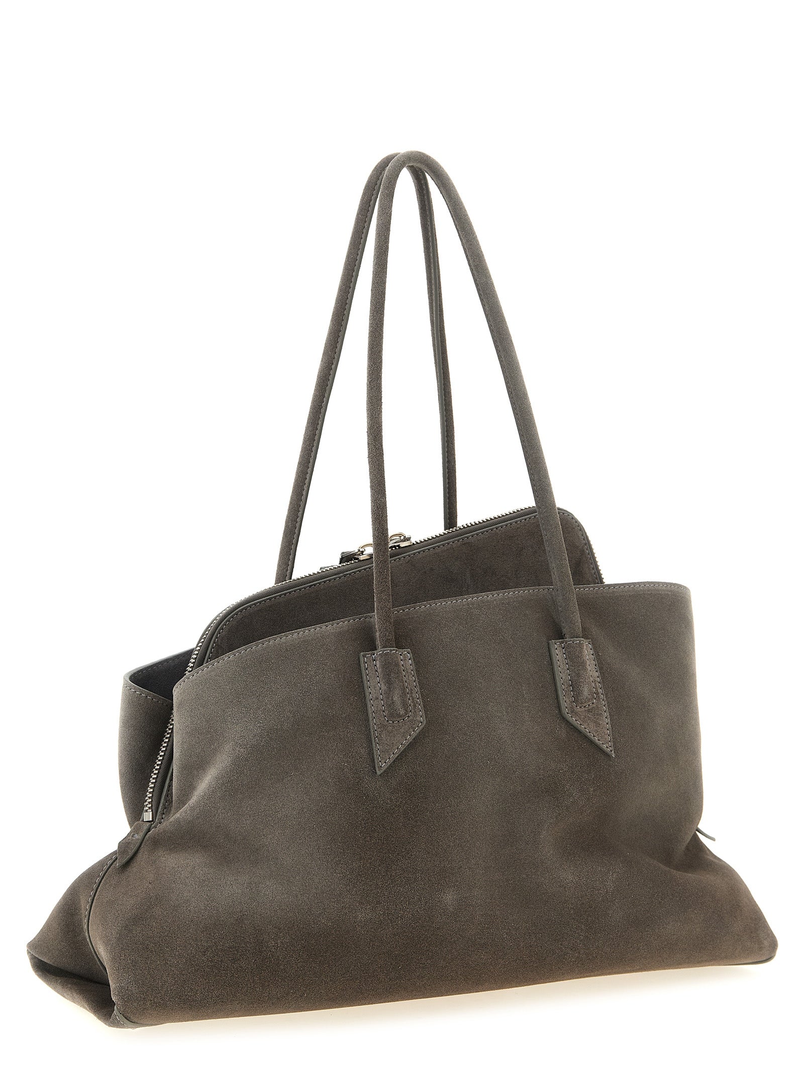 Gray Bovine Leather Shoulder Bag