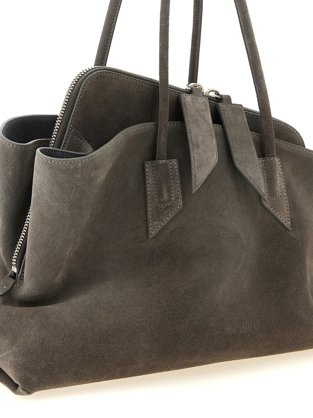Gray Bovine Leather Shoulder Bag