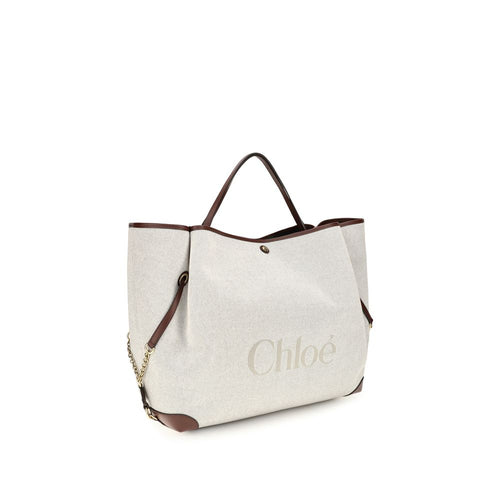 Beige Cotton Shoulder Bag