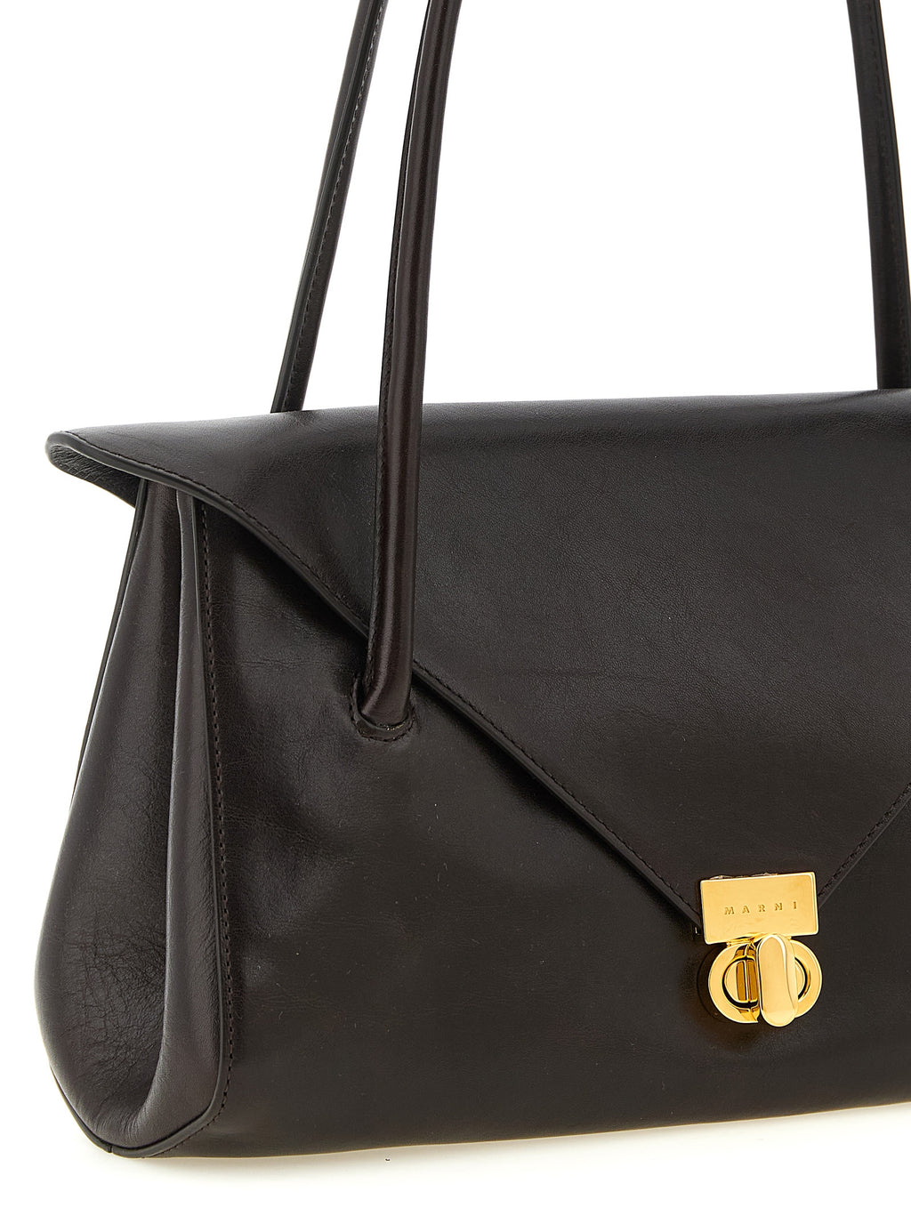 Brown Calfskin Shoulder Bag