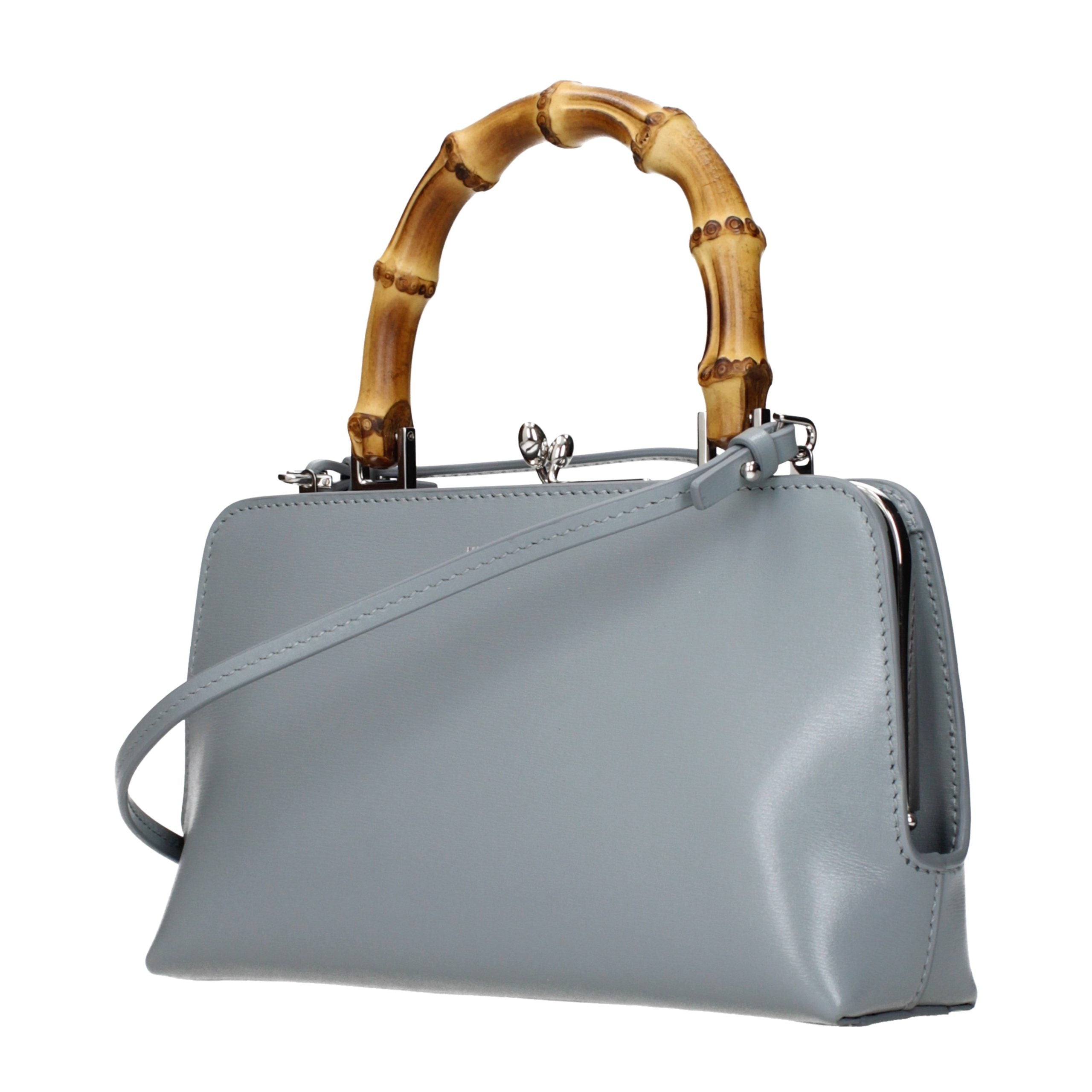 Gray Leather Handbag