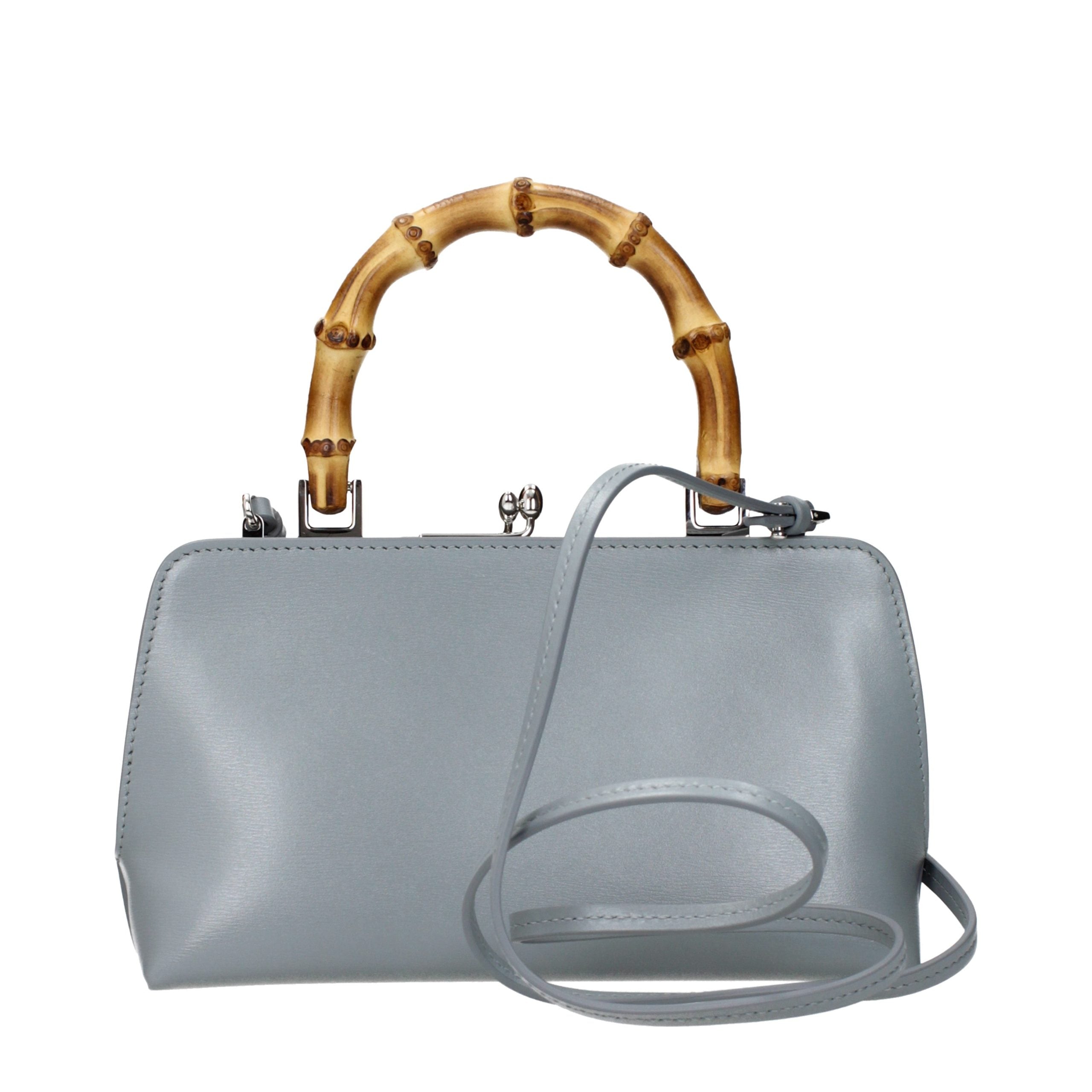 Gray Leather Handbag