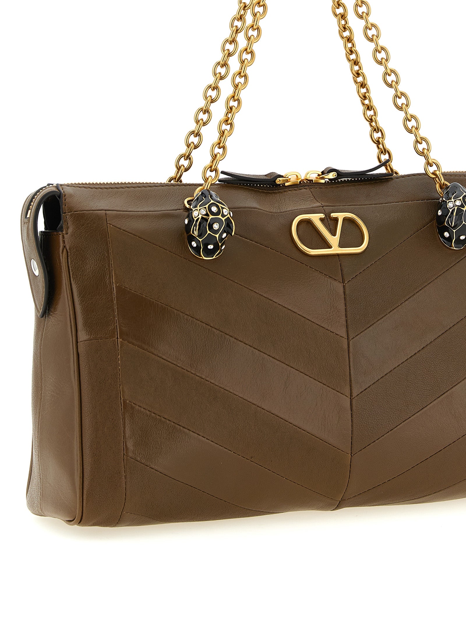 Brown Lamb Leather Shoulder Bag