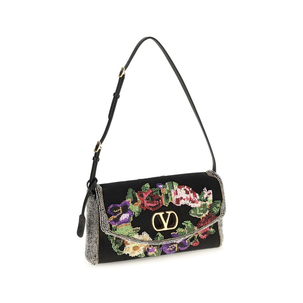 Black Satin Shoulder Bag