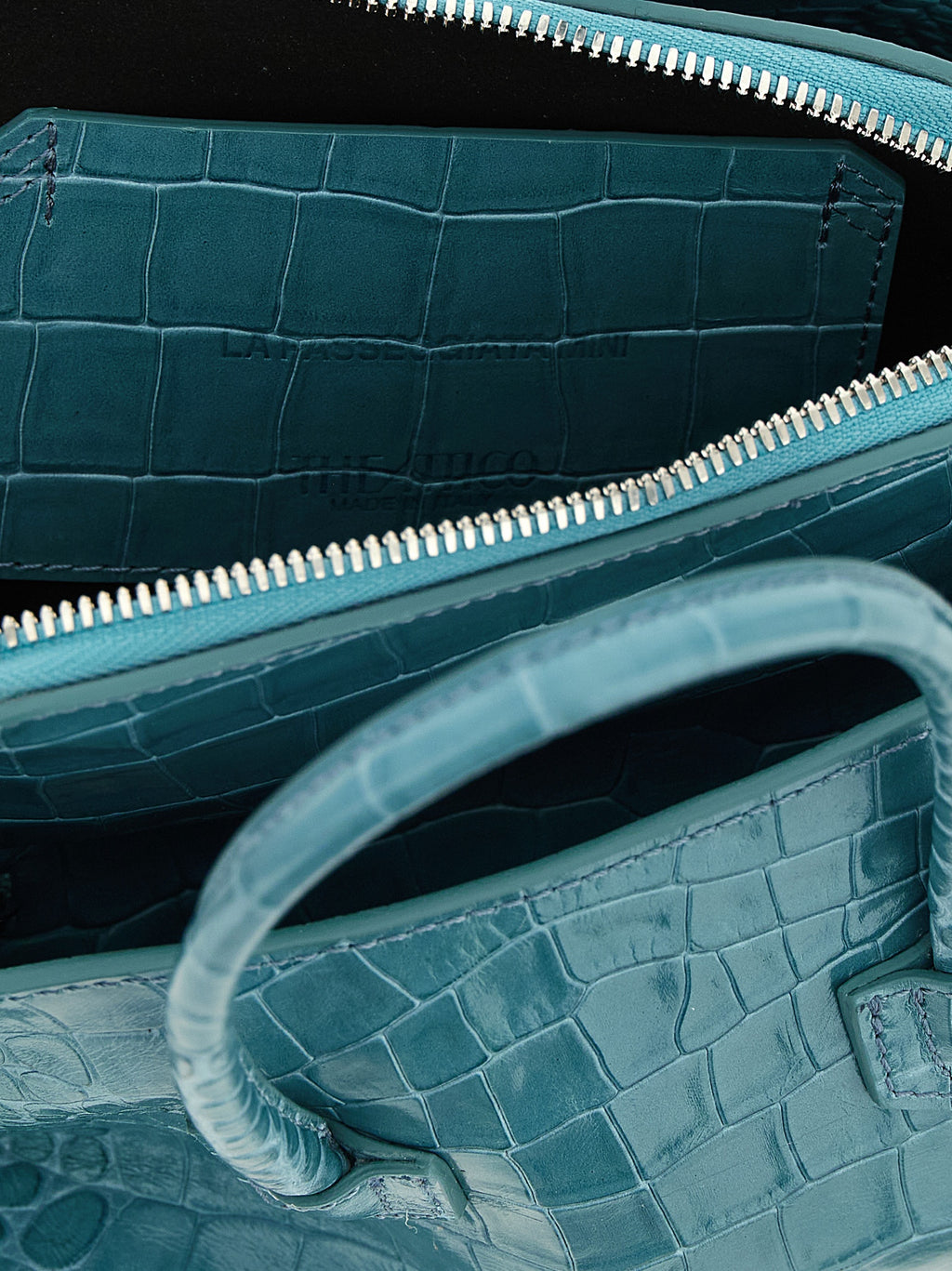 Blue Bovine Leather Handbag