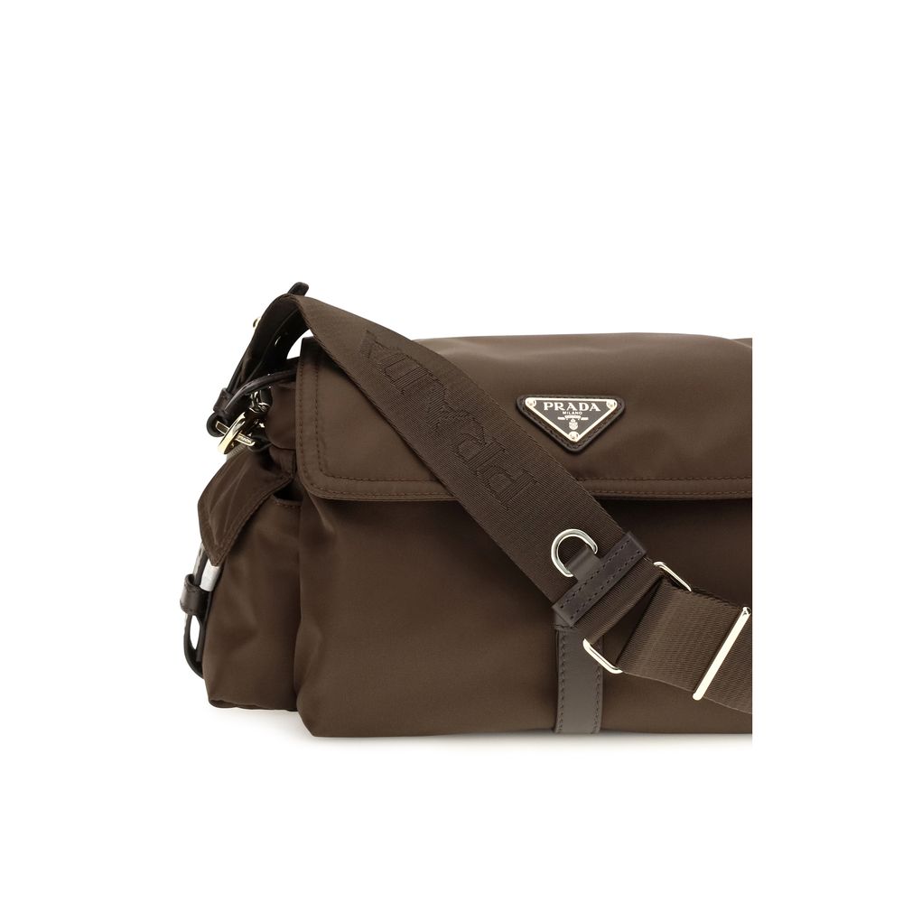 Brown Recycled Polyamide Shoulder Bag