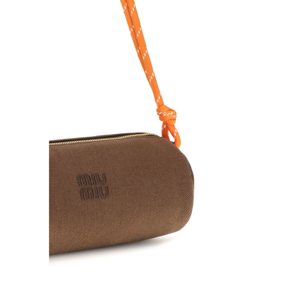 Brown Cotton Shoulder Bag