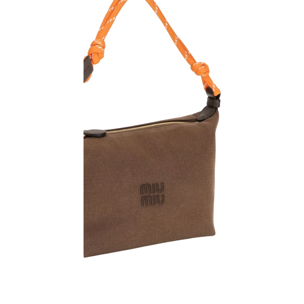 Brown Cotton Shoulder Bag