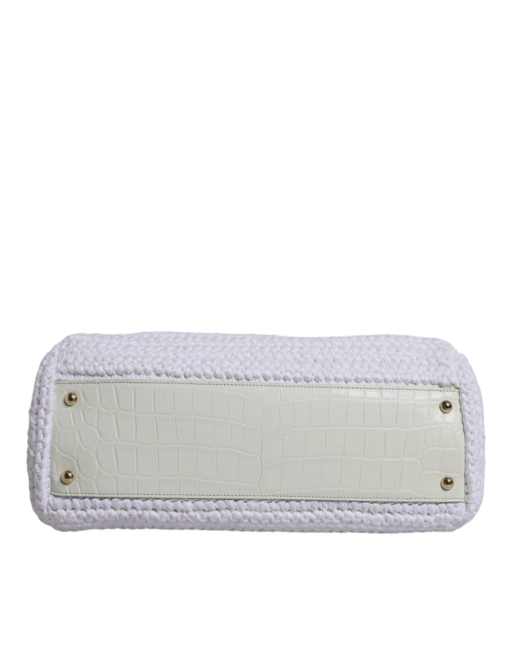 White Rafia Leather Top Handle
