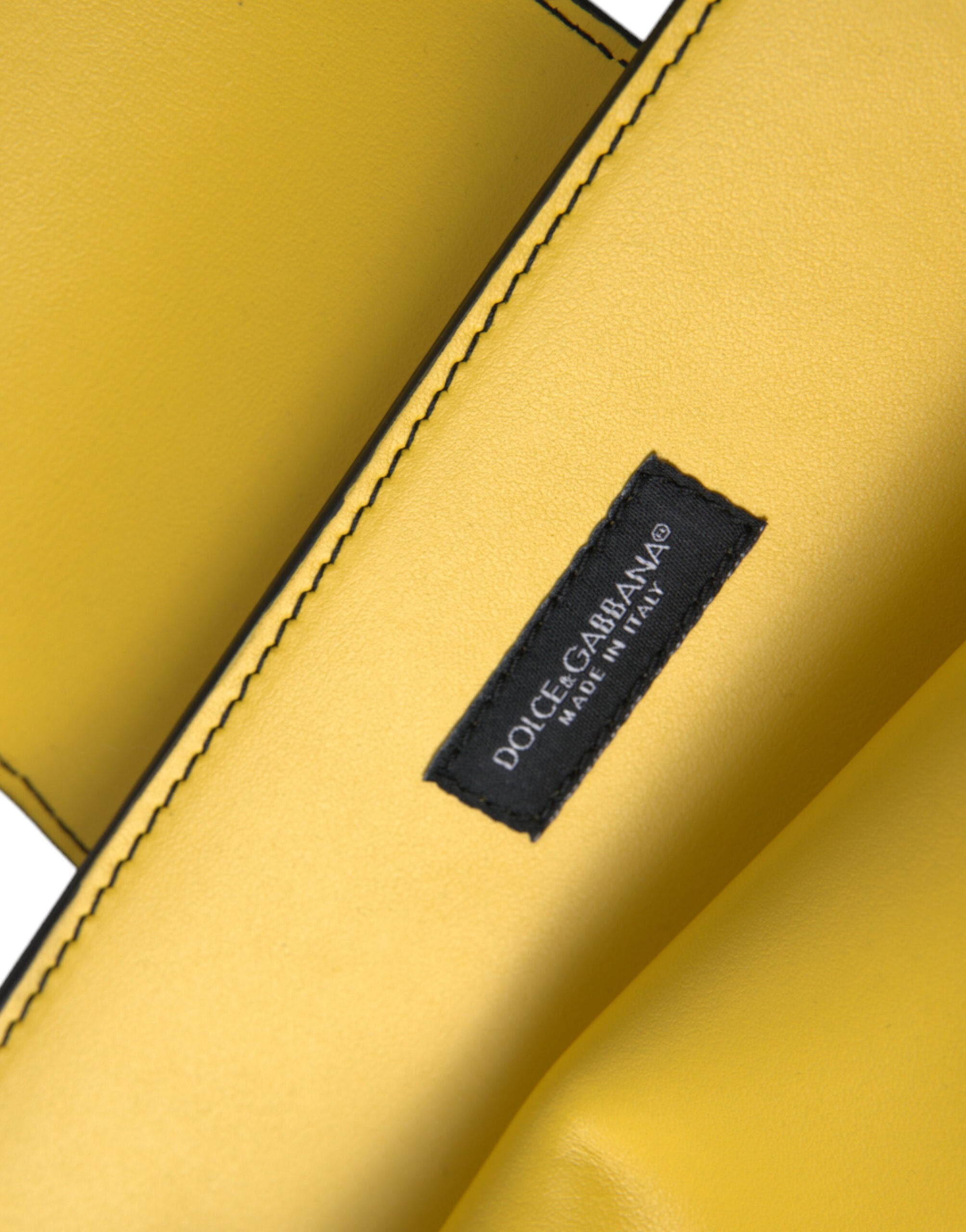 Yellow Smooth Leather DG Logo Clutch Crossbody Case Bag